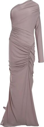 Atlein Abito da sera monospalla con ruches - Viola