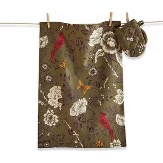 Tag Autumn Toile Dishtowel and Mitt Set Fall Harvest Kitchen in Green at Nordstrom