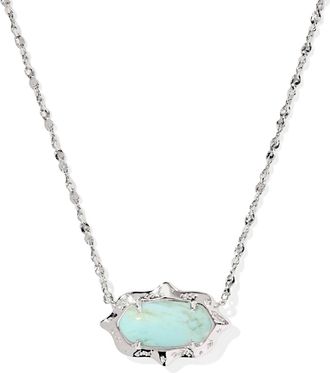 Kendra Scott Womens Elisa Scallop Frame Short Pendant Necklace In Silver / Sea Green Chrysocolla