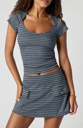 Florence By Mills Houndstooth Square Neck Top in Nvy Sm Hndstoth at Nordstrom, Size Xx-Small