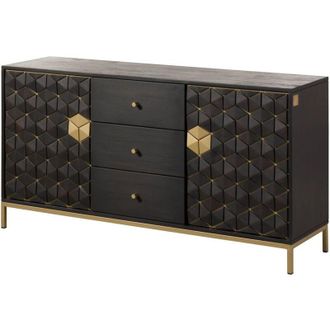 Massivmoebel24 Credenza in legno di Mango 146x40x77 Oliato grigio DIAMOND 122