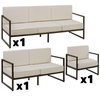 TecTake Set de sal&oacute;n de jard&iacute;n, 6 personas, 2 sof&aacute;s, 1 sill&oacute;n, acolchado XXL