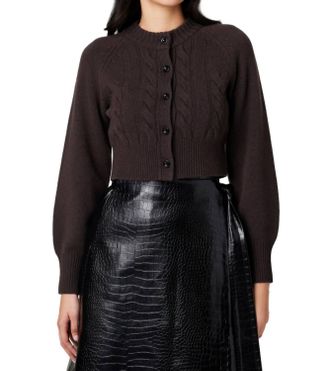 Toccin Rita Cable Knit Cashmere Cardigan In Espresso