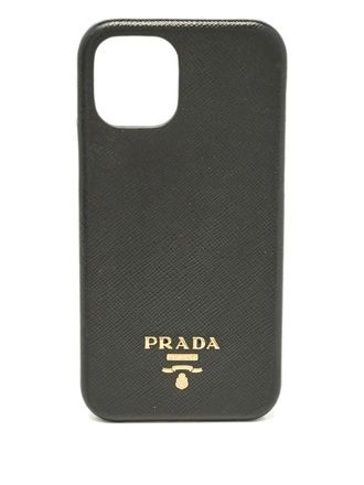 Prada Iphone 14 leather phone case - Black