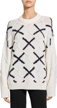Theory Merino Wool Argyle Sweater in White Multi at Nordstrom Rack, Size Petite
