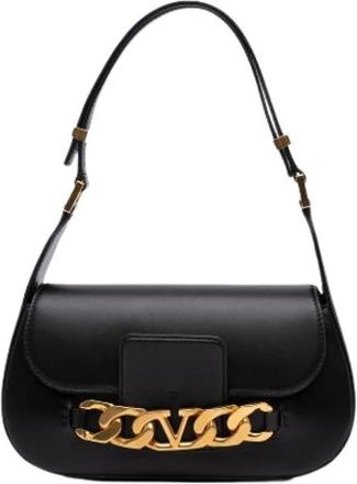 Valentino Pre-owned Vlogo Schoudertas - Dames - Vintage Schoudertas - Zwart - ONE Size - Leer - Vintage