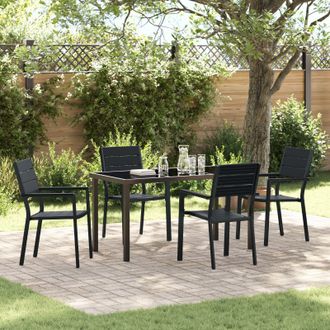Berkfield Home 5 Piece Garden Dining Set Black HDPE