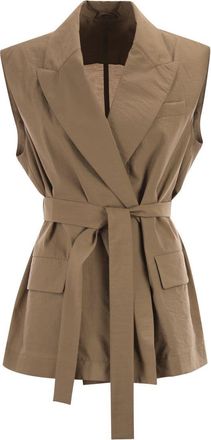 Brunello Cucinelli Brunello Cucinelli Womens Cappuccino Cotton Blend Vest - Tan - Size EU 36 (Womens)