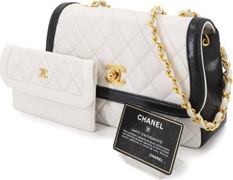 Chanel Vintage Black And White Matelasse Shoulder Bag