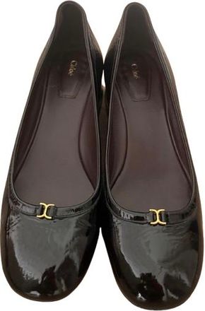 Chlo&eacute; Black Patent Leather Marcie Flats Size 38