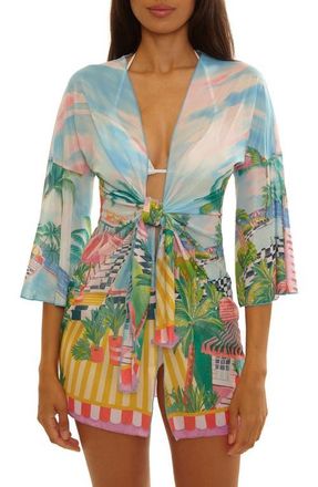BECCA by Rebecca Virtue Miami Beach Cover-Up Tunic in Blue Multi at Nordstrom, Size Medium