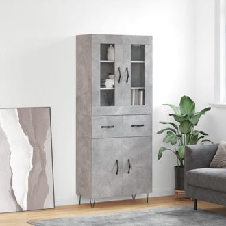 vidaXL Vidaxl - Aparador Alto Madera Contrachapada Gris Hormig&oacute;n 69,5x34x180 Cm