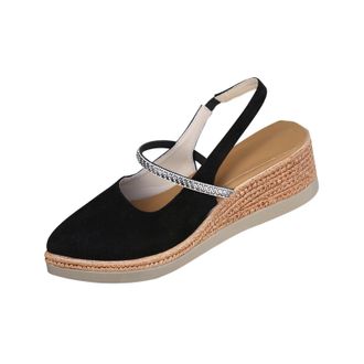 Generic Closed Toe Sandals for Women Casual Pointed Toe Strappy Sandal Stylish Solid Color Slingback Comfortable Casual Breathable Wedge Sandals Summer Outdoo