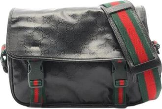Gucci Pre-owned Cross Body Bags, male, Black, Size: ONE SIZE Pre-owned Vintage Canvas Cross Body Bag