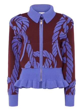 Temperley London geometric-pattern cardigan - women - Merino - L - Red