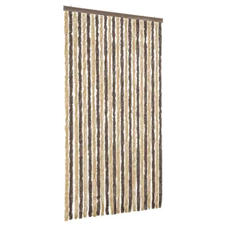 vidaXL Cortina Antimoscas Chenilla Marr&oacute;n Oscuro Y Beige 100x220 Cm Vidaxl