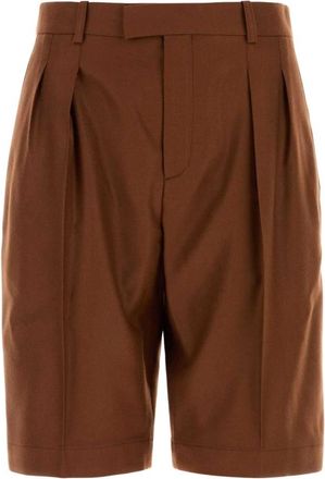 Saint Laurent Bermudas plisadas de cachemir - Shorts - Mujer - Marr&oacute;n - L