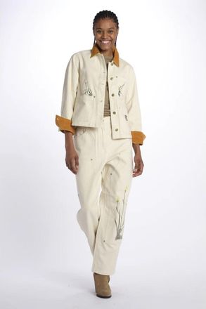 Scotch & Soda Raine High Rise Wide Leg Embroidered Pant - Dames - Straight fit broeken - Wit - W28 - Katoen - Broeken