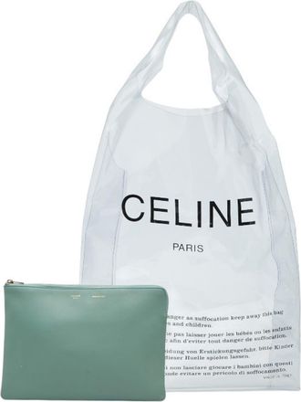 Celine Green Pvc Leather Clutch Bag (Pre-Owned)