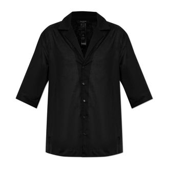 Balmain Short Sleeve Shirts, male, Black, Size: XL Cotton Short-Sleeved Shirt