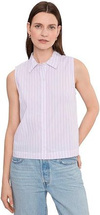 Lilla P Striped Sleeveless Shirt Womens Clothing Lavender Stripe : LG, Cotton