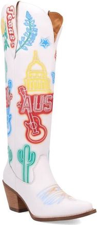 Dingo Austin Embroidered Western Boot in White at Nordstrom, Size 8.5