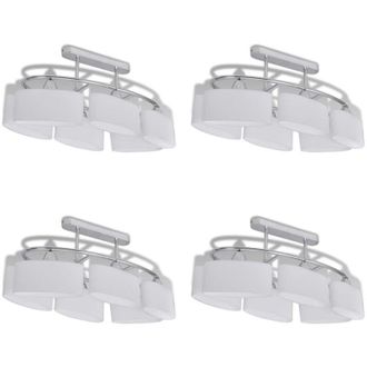 vidaXL Vidaxl - L&aacute;mparas De Techo 4 Uds Con Pantalla De Cristal Elipsoidal E14