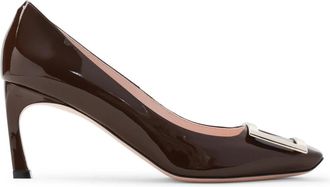 Roger Vivier Bruin Lakleer Vierkante Neus Pumps - Dames - Pumps - Bruin - 36 EU - Leer - Schoenen