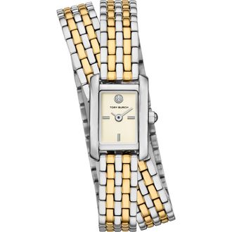 Tory Burch The Mini Eleanor Double Bracelet Watch, 17mm x 25mm in Two Tone at Nordstrom