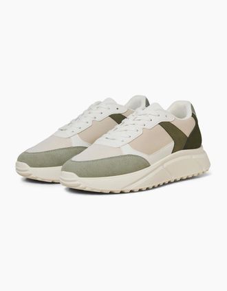 Jack & Jones Mens Jack & Jones Aspire Runner Polyurethane Mens White Seagrass / Bronze Green Trainers - Size: 10