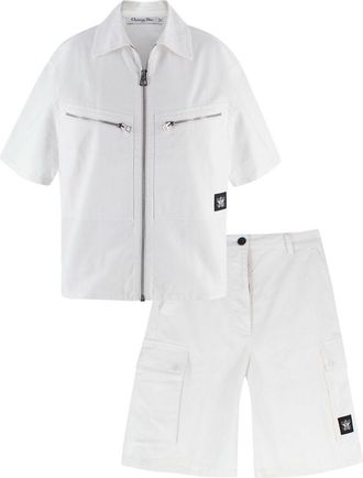 Dior White Denim Zip Shirt and Jorts Set Size XS