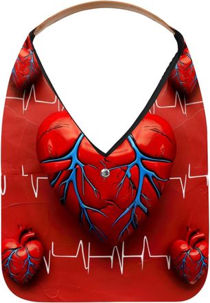 Generic Human Heart Heartbeat Pattern Reusable Lightweight Grocery Bags - Foldable Into Compact Pouch, Washable & Sturdy, Multipurpose for Shopping and Travel