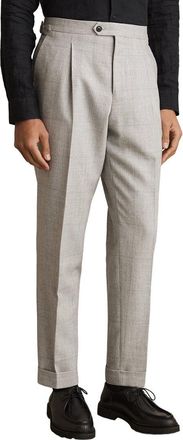 Reiss Tecnic Side Adjuster Check Wool & Linen-Blend Pant