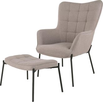 Moloo Sill&oacute;n y reposapi&eacute;s vintage en tela boucl&eacute; color topo