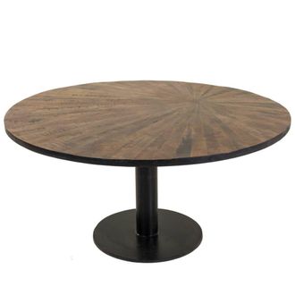 Wanderlust Deco Mesa de centro de madera y metal marr&oacute;n 90x90x45