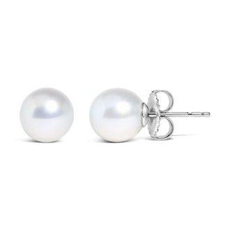 House of Brilliance 925 Sterling Silver 5-5.5MM Cultured Freshwater Pearl Solitaire Stud Earrings