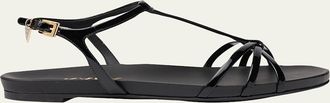 Prada Vernice Leather Flat Sandals