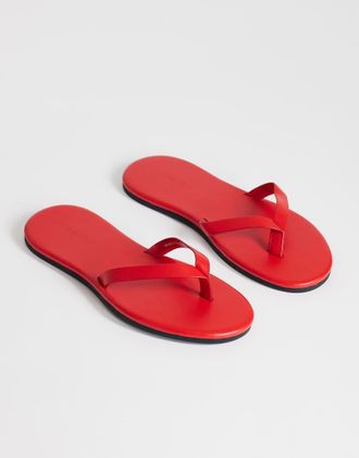 Topshop Sky - Sandali infradito in vera pelle rossa-Rosso