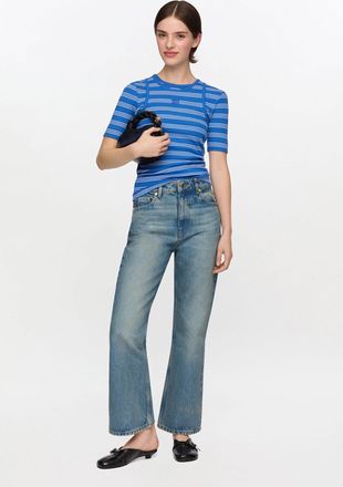 Ganni Blue Betzy Cropped Jeans in Tint Rigid Denim - Size 24W/33L Organic Cotton
