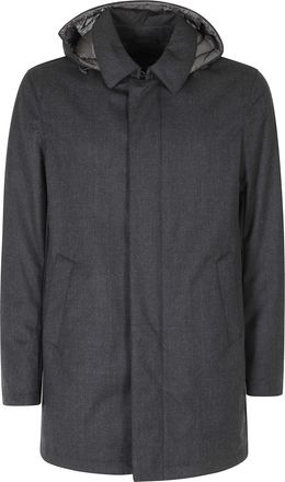 Herno Short Technical Wool Jacket with Classic Collar