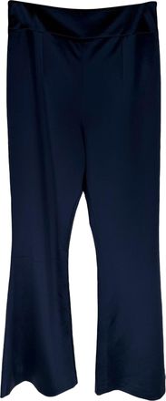 Galvan Martha Hunt Sculpted Flared Trousers in Navy Blue Acetate