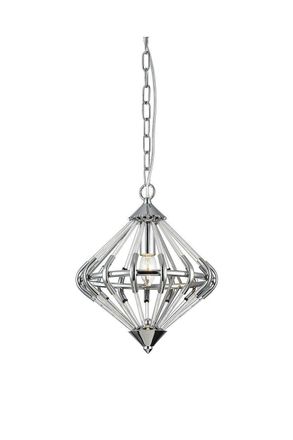 Netlighting Gerda 1 Light Chrome Ceiling Pendant in Grey