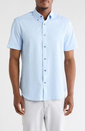 ConStruct Dot Short Sleeve Seersucker Button-Down Shirt in Light Blue at Nordstrom Rack, Size Xx-Large