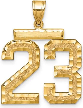 Diamond2Deal 14k Yellow Gold Large Brushed Diamond-cut Number Charm Pendant