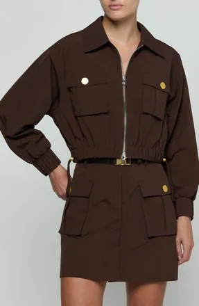 L'agence Kade Cargo Pocket Windbreaker in Dark Java at Nordstrom, Size X-Small