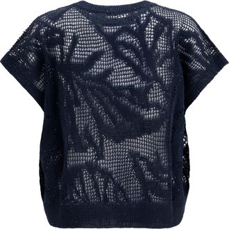 Brunello Cucinelli Womens Dazzling Water Lillies T-Shirt Abisso Linen; Cotton T-Shirts And Polos