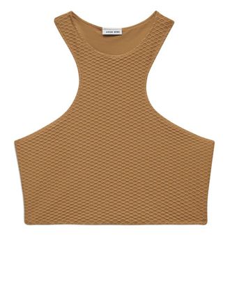 Anine Bing waffle-effect bikini top - Brown