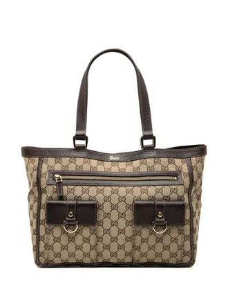 Gucci Borsa tote Abbey in tela GG con anello a D e tasche 2000-2015 - Marrone
