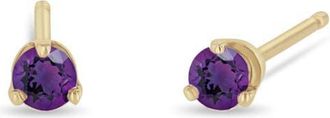 Zo&euml; Chicco 14K Gold Stone Stud Earrings in Yellow Gold/Amethyst at Nordstrom