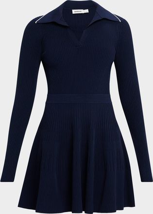 SIMKHAI Alcott Fit-and-Flare Polo Mini Dress